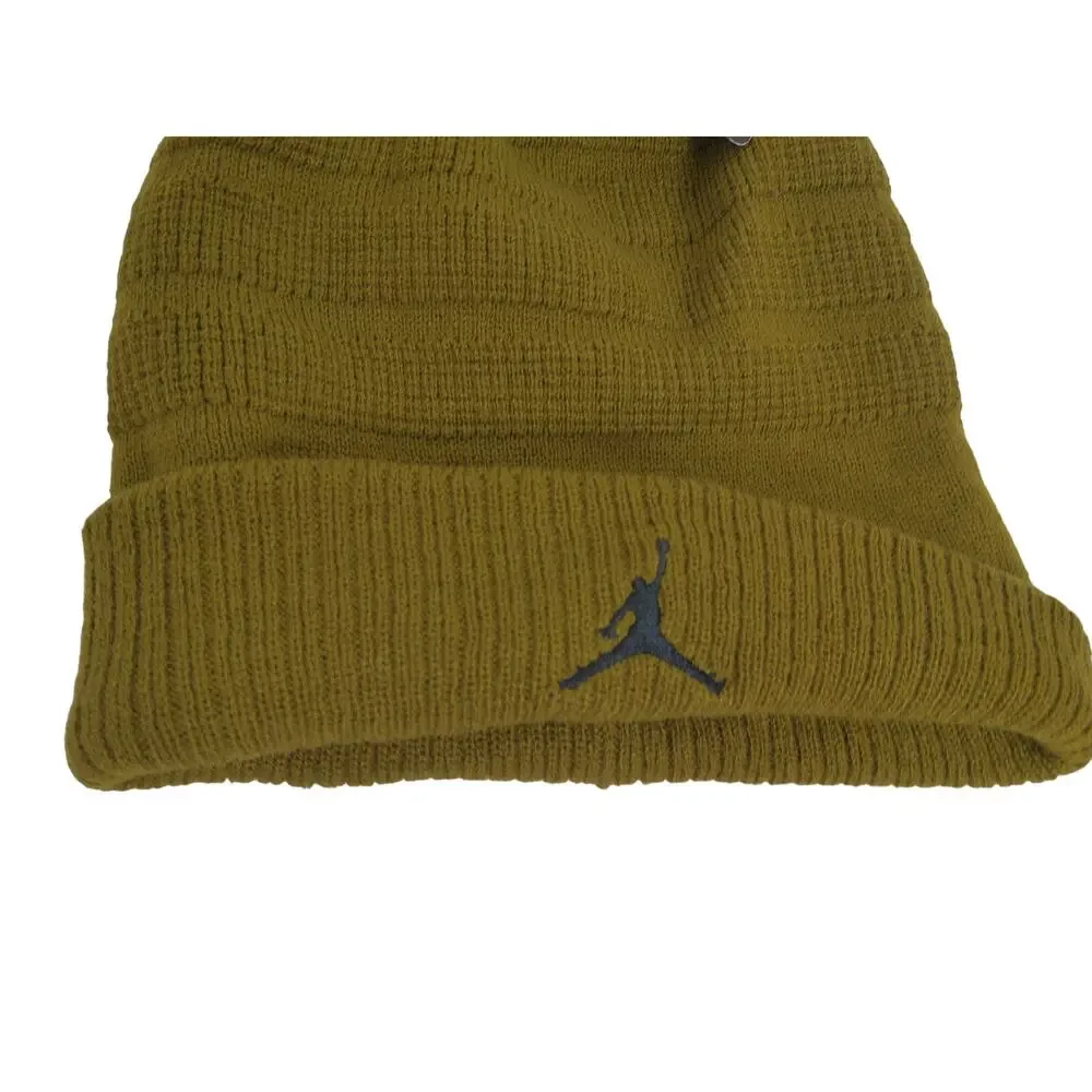 Jordan Youth Cuffed Knit Winter Beanie Hat With Pom Olive Green Size 8